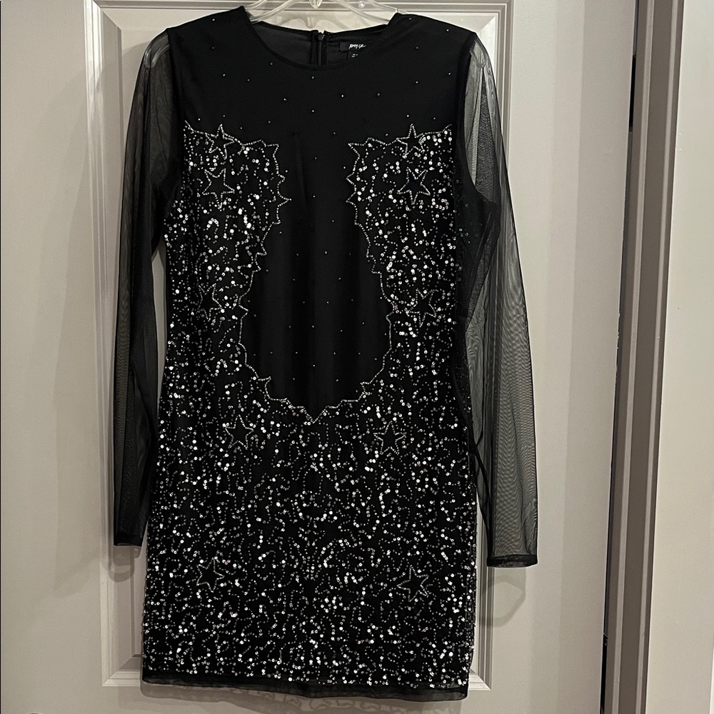 Nasty Gal Starry Night Black and Silver Dress